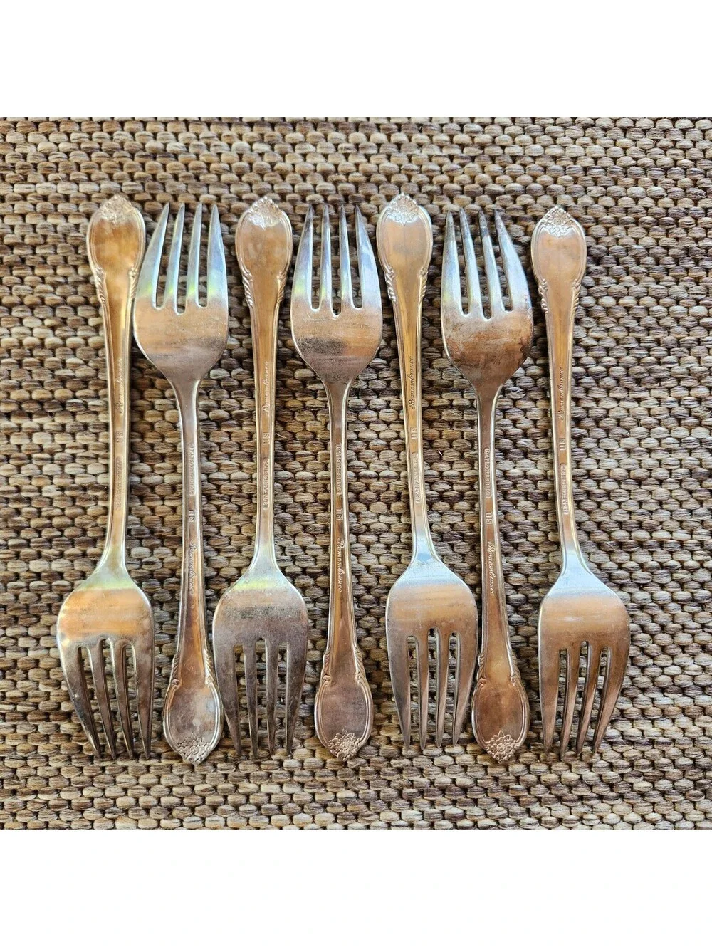 1847 Rogers Bros Remembrance Salad Forks Lot of 7 International Silver Plate